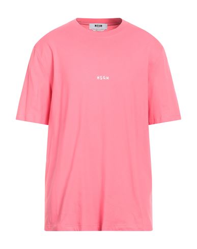 Shop Msgm Man T-shirt Fuchsia Size Xl Cotton In Pink