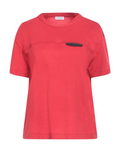 Shop Brunello Cucinelli Woman T-shirt Red Size M Cotton