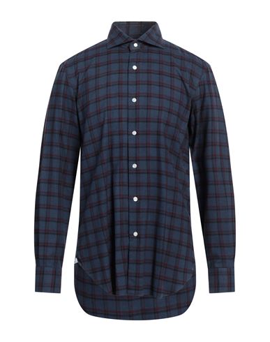 Shop Barba Napoli Man Shirt Slate Blue Size 17 ½ Cotton, Wool