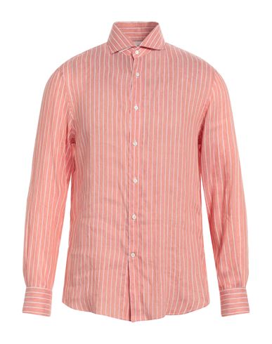 Brunello Cucinelli Man Shirt Salmon Pink Size M Linen, Lyocell, Cotton