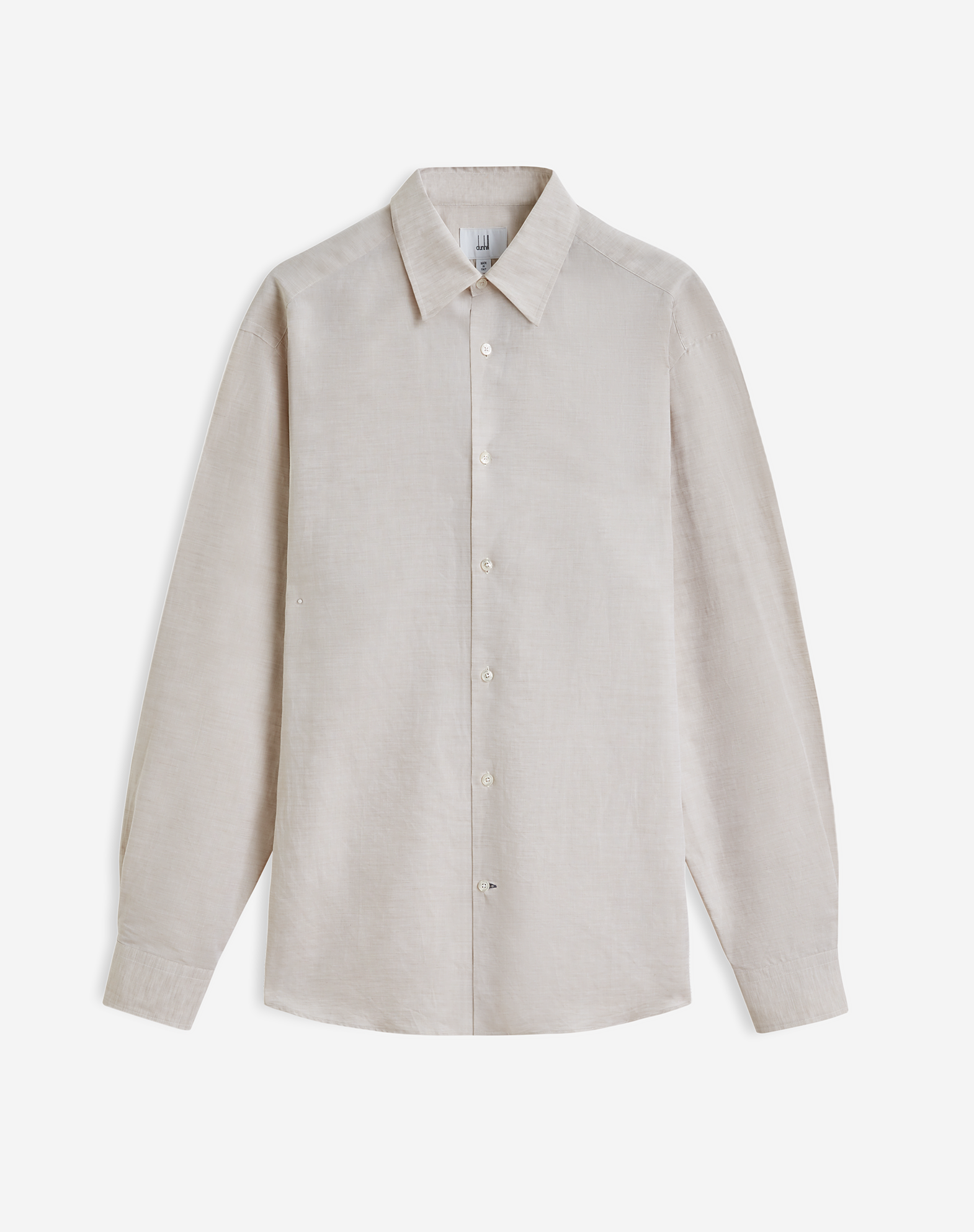 Shop Dunhill Linen Blend Classic Shirt In Beige