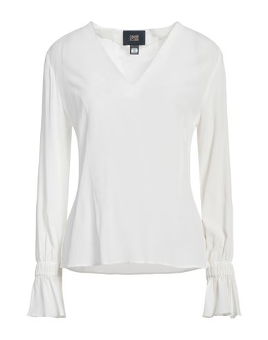 Shop Cavalli Class Woman Top White Size 8 Acetate, Silk