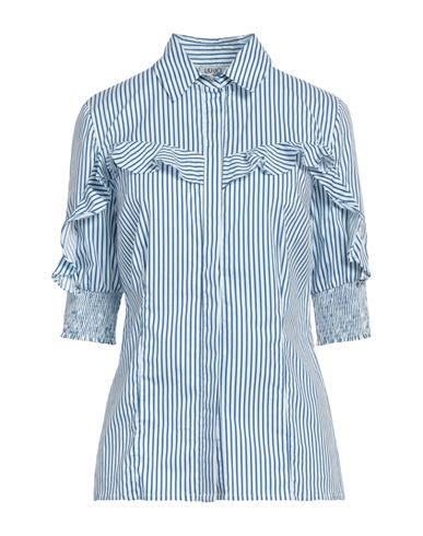 Shop Liu •jo Woman Shirt Blue Size 4 Cotton, Elastane