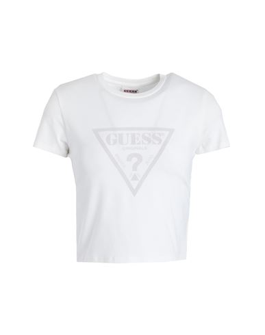 Guess Woman T-shirt White Size Xxl Cotton, Elastane