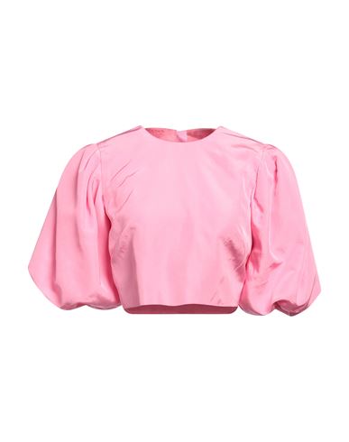 Msgm Woman Top Pink Size 6 Viscose, Linen