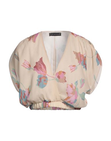 Icona By Kaos Woman Top Beige Size 8 Polyester