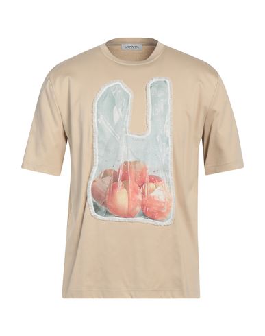 Shop Lanvin Man T-shirt Beige Size Xl Cotton, Linen