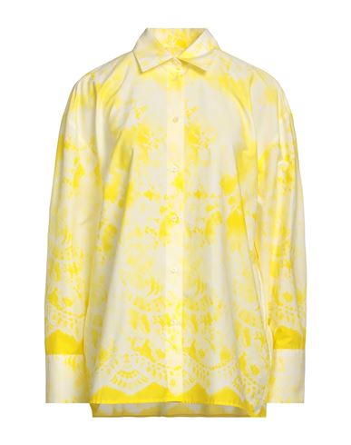 Msgm Woman Shirt Yellow Size 8 Cotton