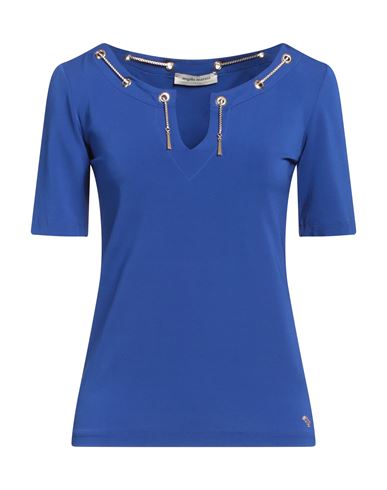 Angelo Marani Woman T-shirt Bright Blue Size 6 Viscose, Elastane