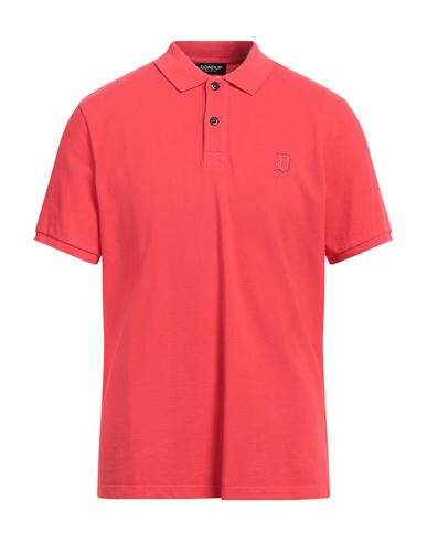 Dondup Man Polo Shirt Coral Size L Cotton In Red