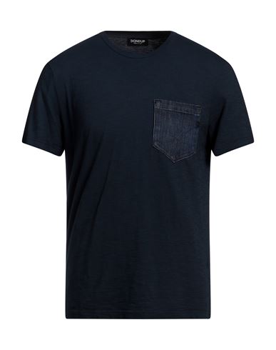 Dondup Man T-shirt Navy Blue Size Xxl Cotton, Elastomultiester, Elastane