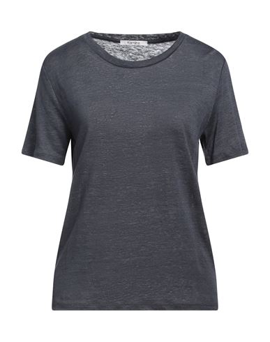 Kangra Woman T-shirt Midnight Blue Size 4 Linen In Gray