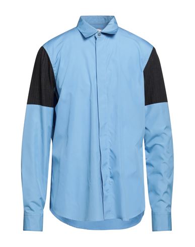 Marni Man Shirt Azure Size 46 Cotton, Wool In Blue