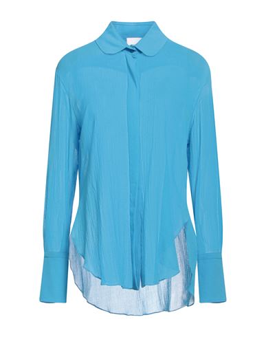 Patou Woman Shirt Azure Size 10 Cotton In Blue