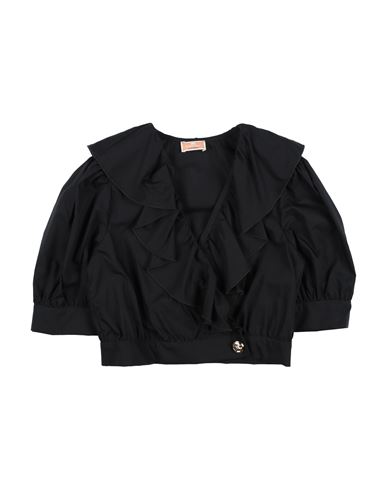 Elisabetta Franchi Babies'  La Mia Bambina Toddler Girl Top Black Size 6 Cotton