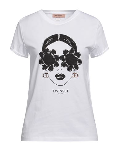 Twinset Woman T-shirt White Size L Cotton, Viscose