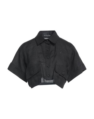 Actualee Woman Shirt Black Size 10 Linen In Black
