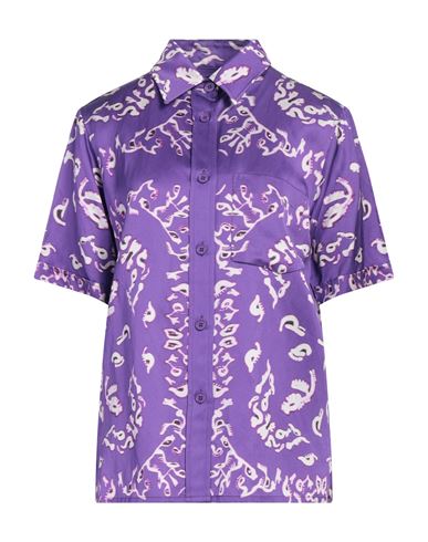Christian Wijnants Woman Shirt Purple Size 6 Viscose, Linen, Rayon