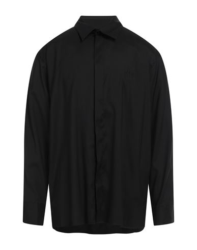 Msgm Man Shirt Black Size 16 Viscose, Polyester
