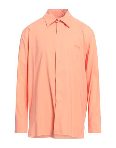 Msgm Man Shirt Salmon Pink Size 17 Viscose, Polyester In Salmon Pink