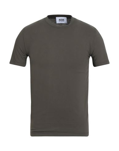 Alpha Studio Man T-shirt Military Green Size 44 Cotton, Elastane In Green