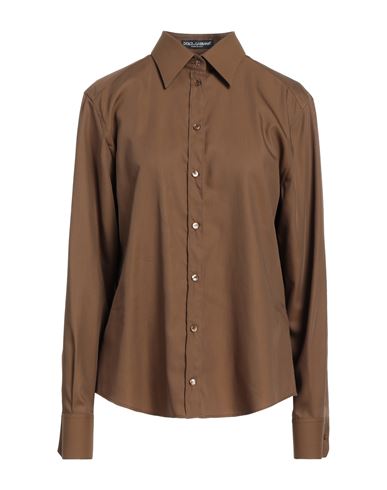 Dolce & Gabbana Woman Shirt Brown Size 8 Cotton, Silk