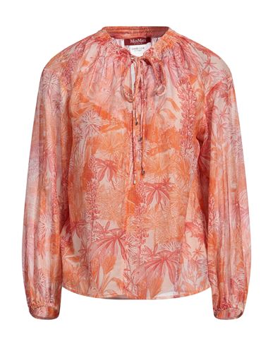 Max Mara Studio Woman Top Orange Size 8 Cotton, Silk