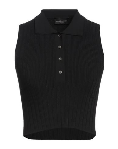 Roberto Collina Woman Polo Shirt Black Size L Viscose, Polyester