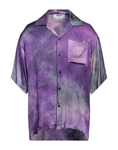 Msgm Man Shirt Purple Size 17 Viscose