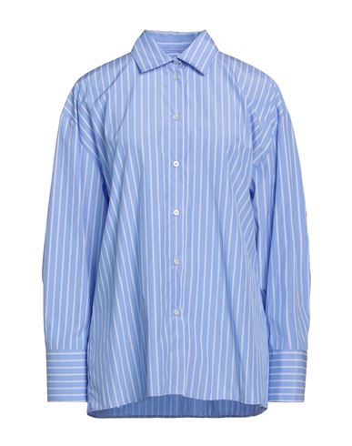 Msgm Woman Shirt Azure Size 8 Polyester, Cotton In Blue