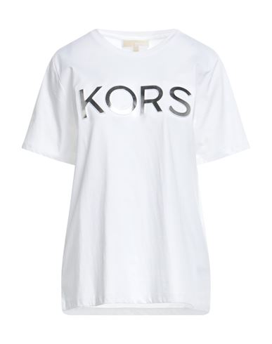 Michael Michael Kors Woman T-shirt White Size L Organic Cotton