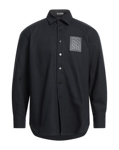 Raf Simons Man Shirt Navy Blue Size Xs Cotton, Leather