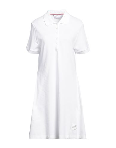 Shop Thom Browne Woman Mini Dress White Size 10 Cotton