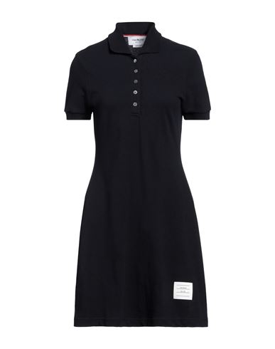 Shop Thom Browne Woman Mini Dress Midnight Blue Size 4 Cotton
