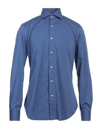 Buonamassa Man Shirt Slate Blue Size 17 ½ Cotton, Polyamide, Elastane In Multi