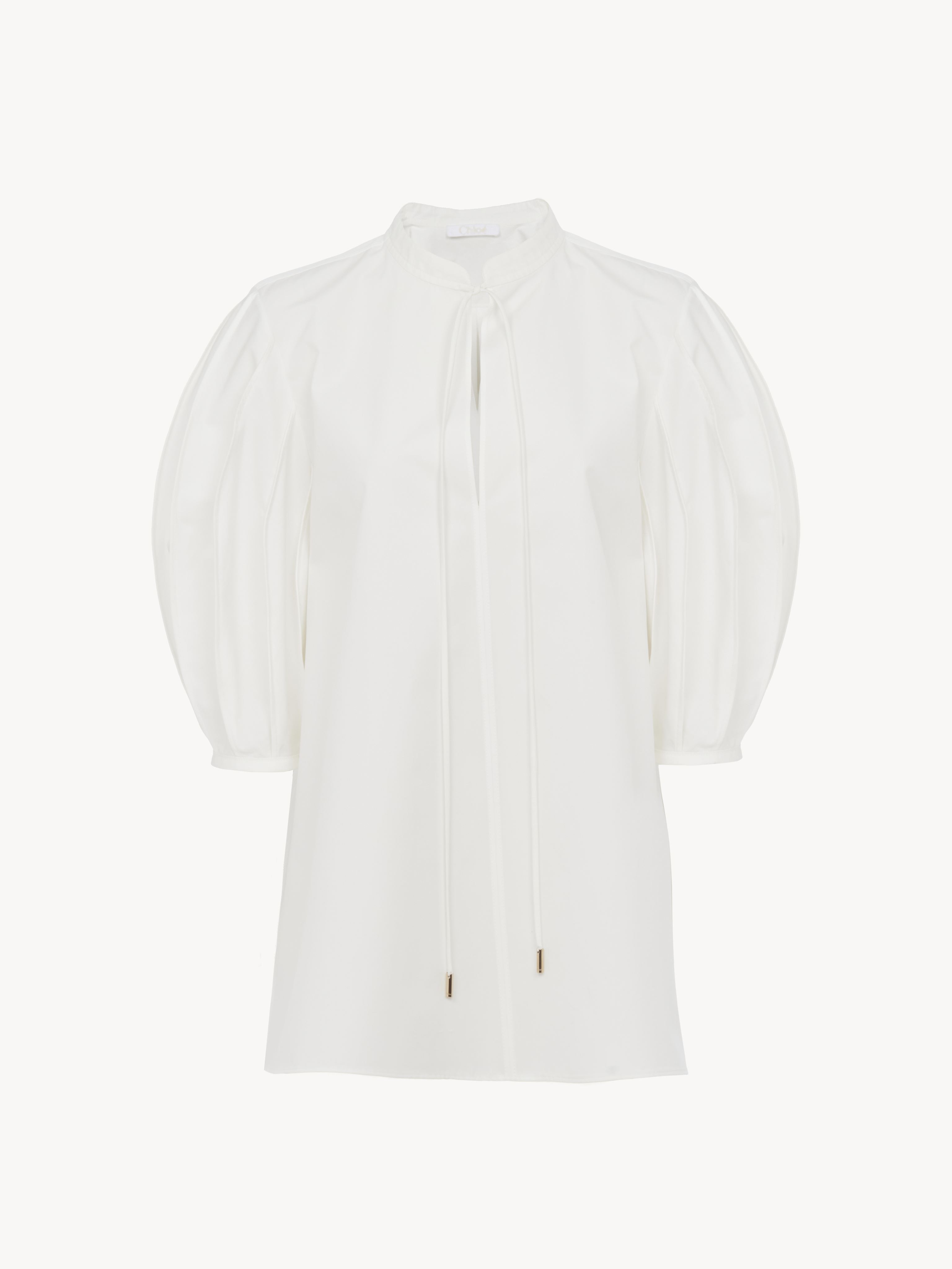 Shop Chloé Tie-detail Tunic Shirt Brown Size 12 100% Cotton
