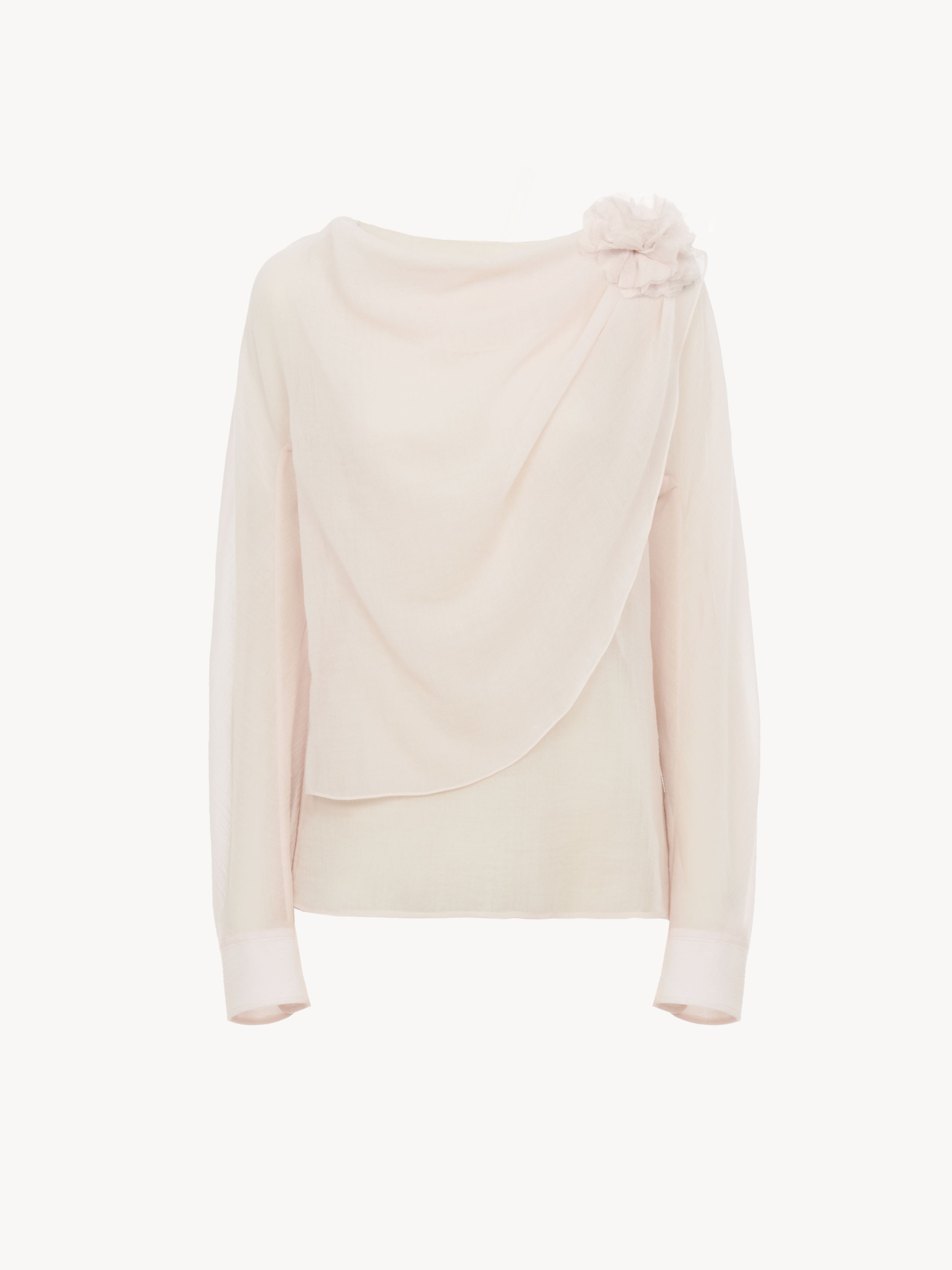 Chloé Draped Boat-neck Top Pink Size 12 100% Virgin Wool In Rose
