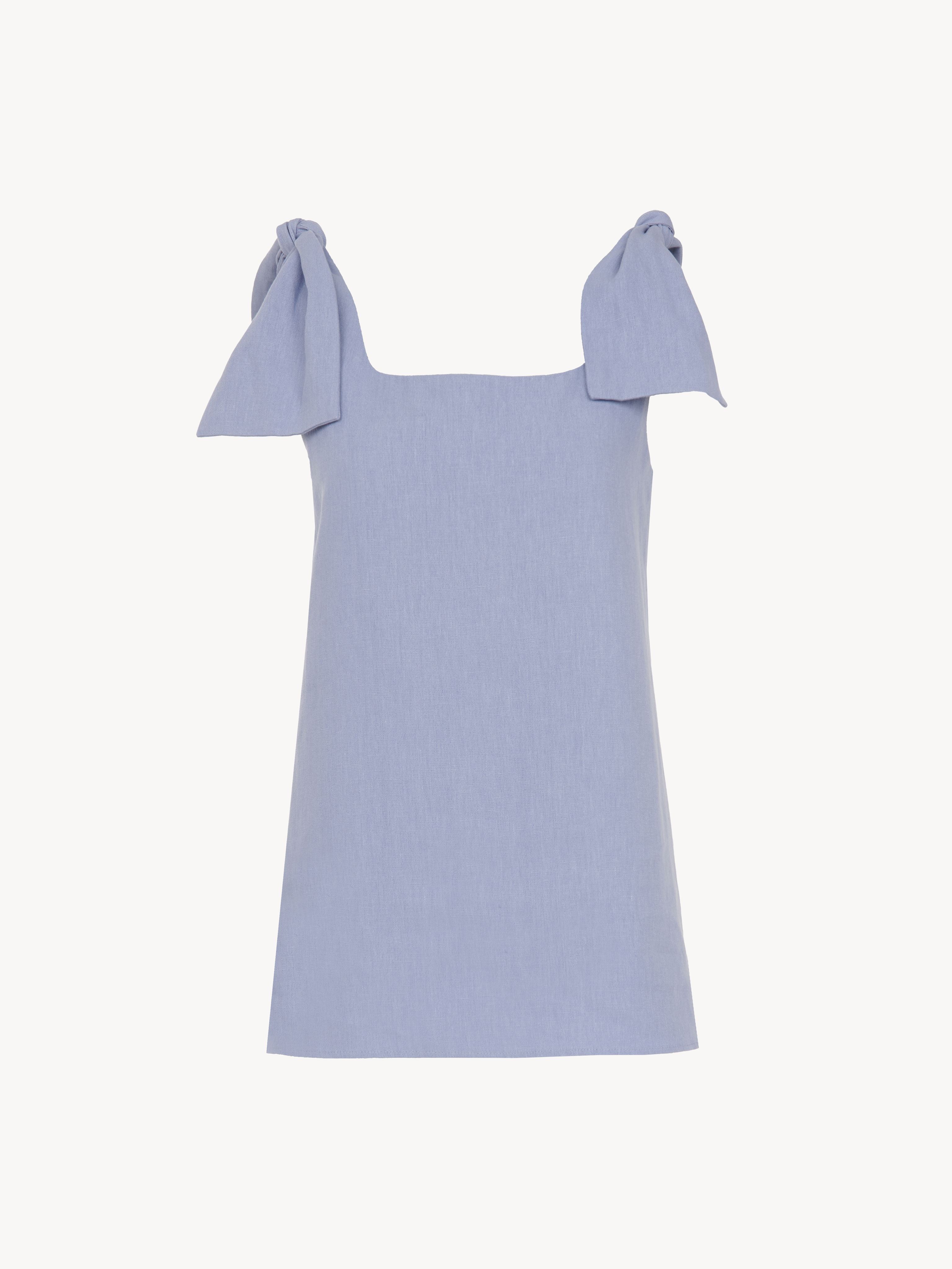 Shop Chloé Top Sans Manches À Nauds Femme Bleu Taille 42 100% Lin
