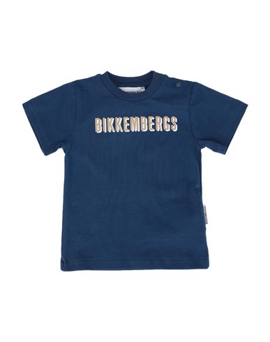 Shop Bikkembergs Newborn Boy T-shirt Navy Blue Size 0 Cotton, Elastane