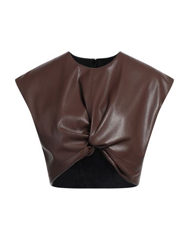 Msgm Woman Top Cocoa Size 8 Polyester In Brown