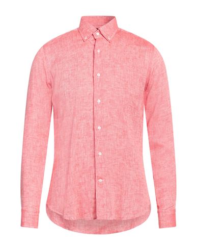 Alea Man Shirt Coral Size 15 ½ Linen In Pink