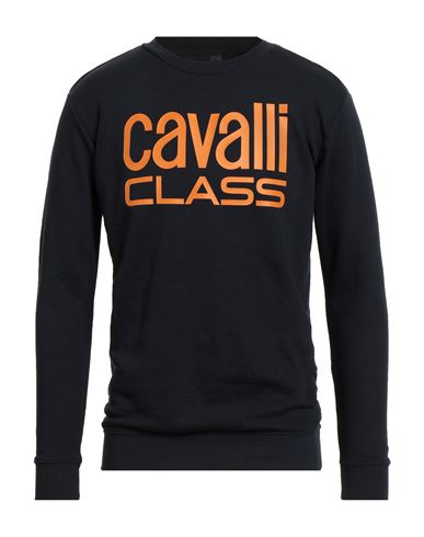 Cavalli Class Man Sweatshirt Midnight Blue Size L Cotton, Polyester In Black