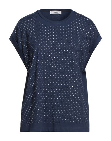 Jijil Woman T-shirt Navy Blue Size 10 Cotton