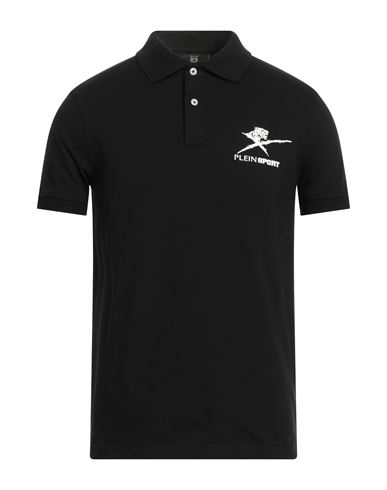 Plein Sport Man Polo Shirt Black Size L Cotton, Elastane