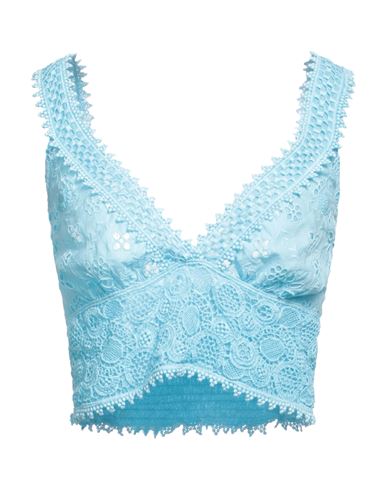 Shop Temptation Positano Woman Top Azure Size Xs Cotton In Blue