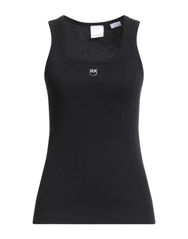 Pinko Denim Woman Tank Top Black Size M Cotton, Elastane
