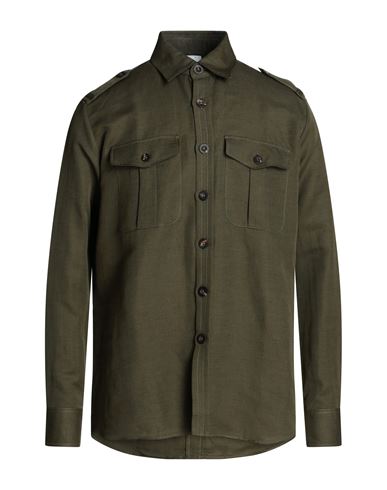 Pt Torino Man Shirt Military Green Size 15 ½ Linen, Cotton