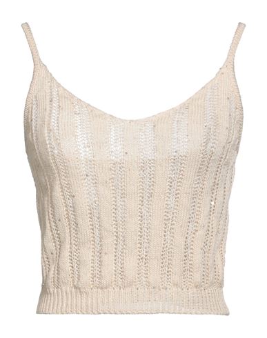 Peserico Woman Top Beige Size 6 Cotton, Polyester In White