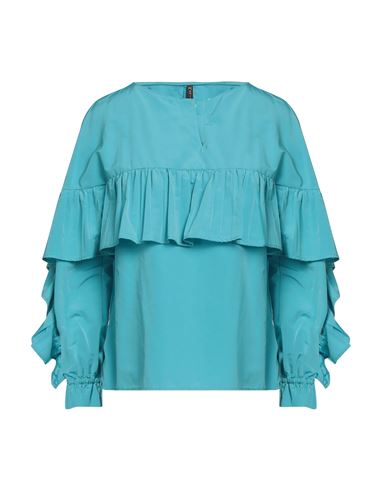 Manila Grace Woman Top Turquoise Size 8 Cotton, Polyester In Blue