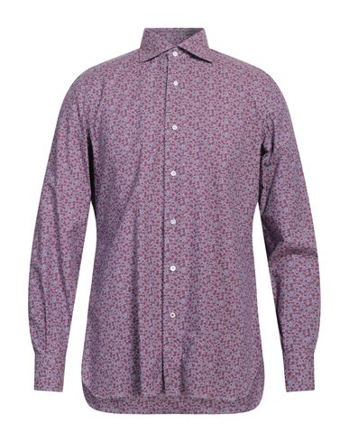 Isaia Man Shirt Mauve Size 16 Cotton In Purple